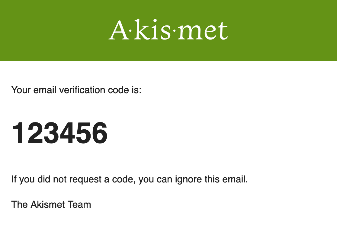 Where is my email verification code? – Akismet Documentation